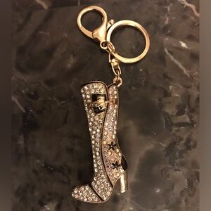 White and Gold Boot Bag Charm/Keychain